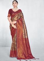 Silk Maroon Festival Wear Weaving Saree